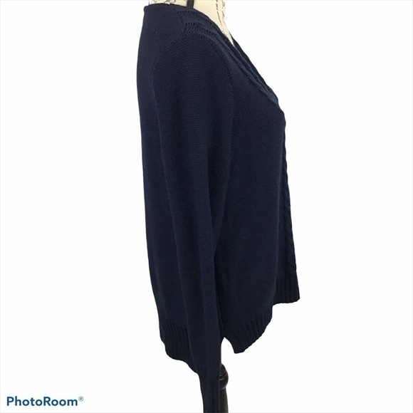 Chaps V-Neck Knit Navy Blue Sweater - Picture 2 of 8